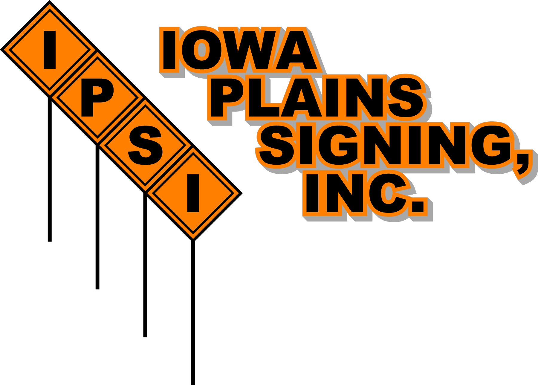 Iowa Plains Signing, Inc. Black and Orange Logo